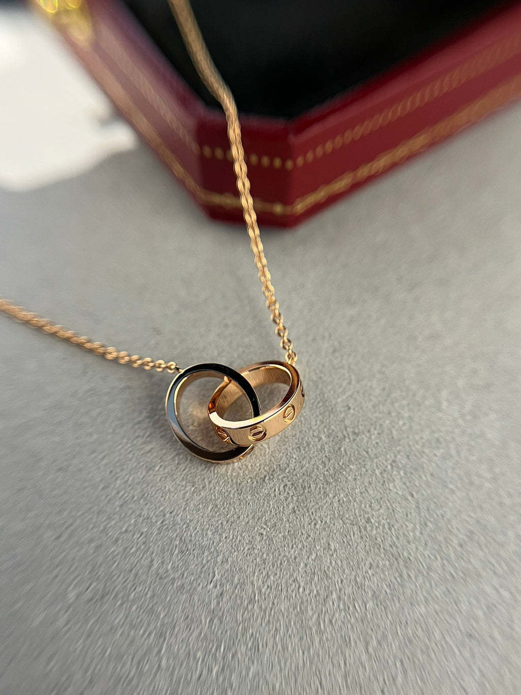 „Dream“LIEBESHALSKETTE DOPPELRING ROSÉGOLD