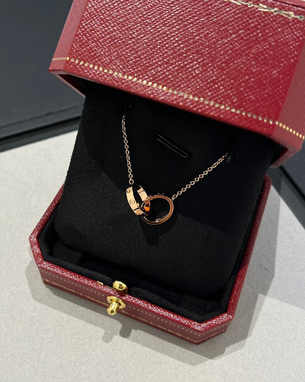 „Dream“LIEBESHALSKETTE DOPPELRING ROSÉGOLD