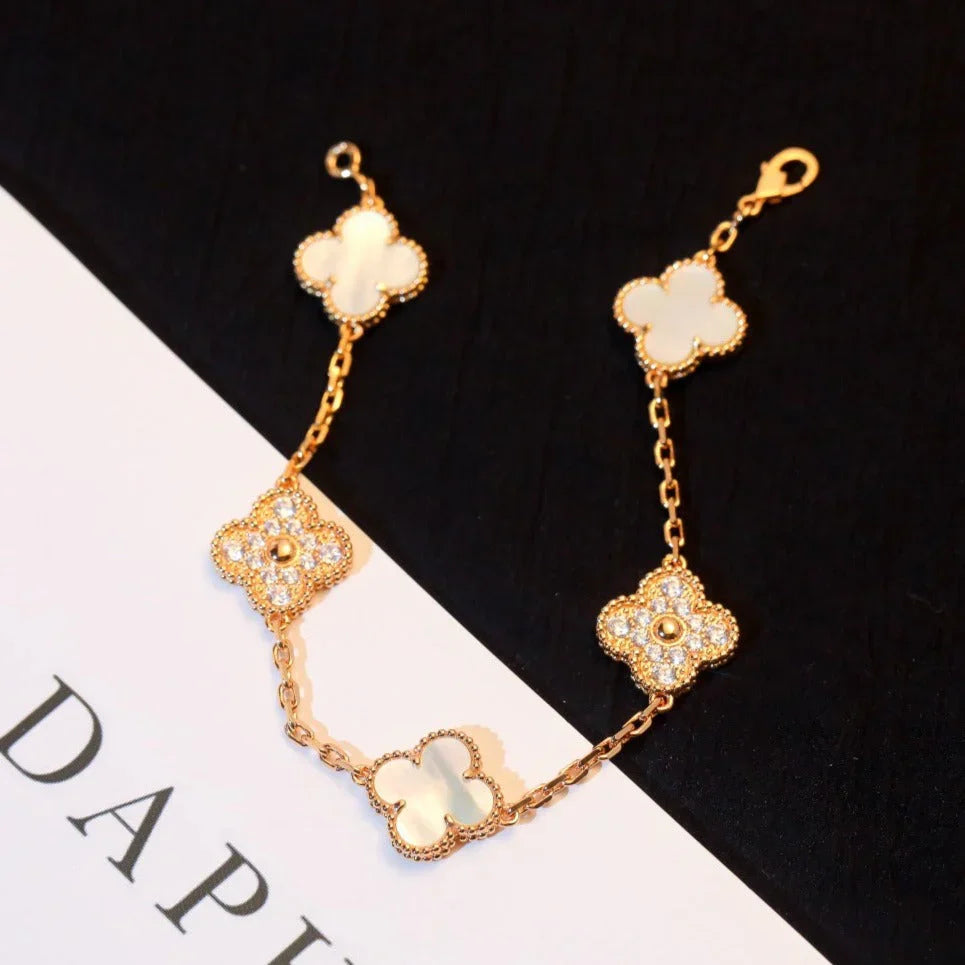 [Dream]New CLOVER WHITE PEARL MOP 5 MOTIF BRACELET COLLECTION