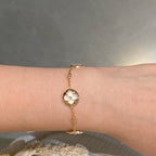 ¡®Dream¡¯STAR AND SUN 4 MOTIF WHITE MOP PINK GOLD BRACELET