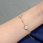 ¡®Dream¡¯STAR AND SUN 4 MOTIF WHITE MOP PINK GOLD BRACELET