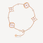 ¡®Dream¡¯STAR AND SUN 4 MOTIF WHITE MOP PINK GOLD BRACELET