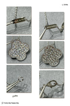 ¡®Dream¡¯CLOVER 25MM LARGE PENDANT DIAMOND PAVED SILVER NECKLACE