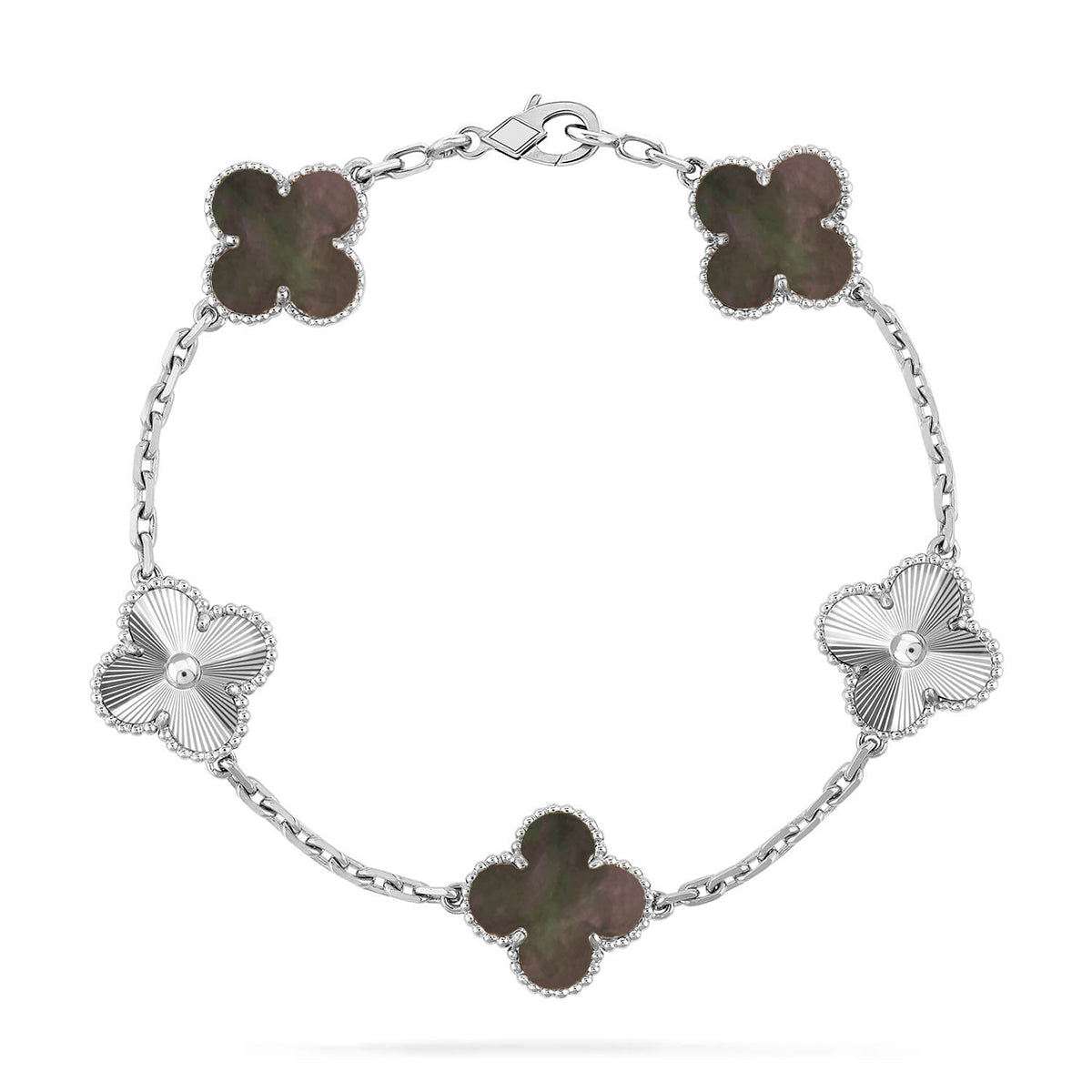 [Traum]NEUE CLOVER 5 MOTIV GRAUER PERLMUTT-ARMBAND-KOLLEKTION