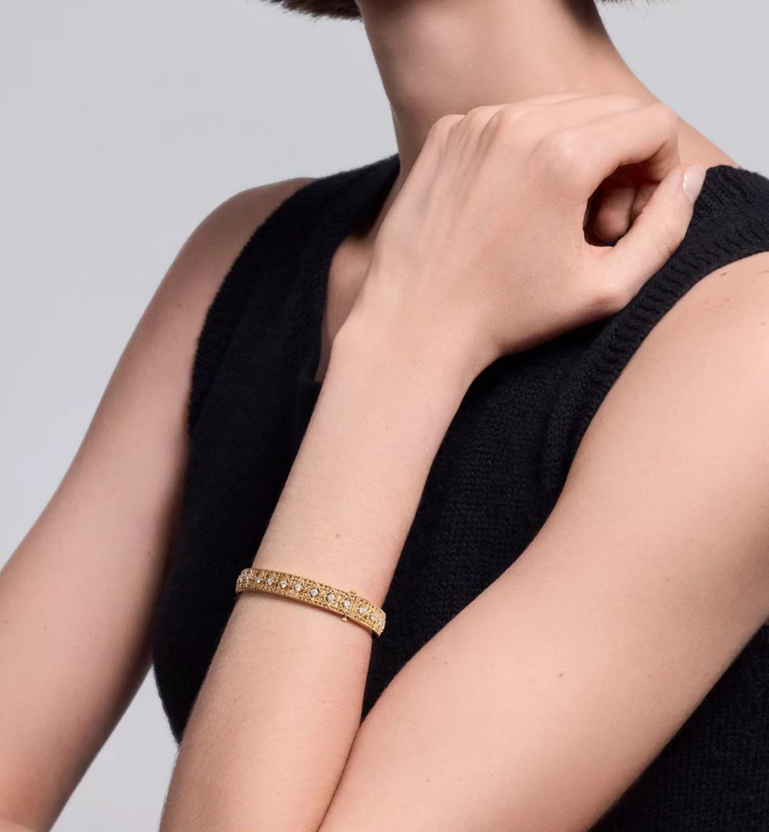 [Dream] 2026 編み込み模様ブレスレット フルダイヤモンドインレイ スリーカラー