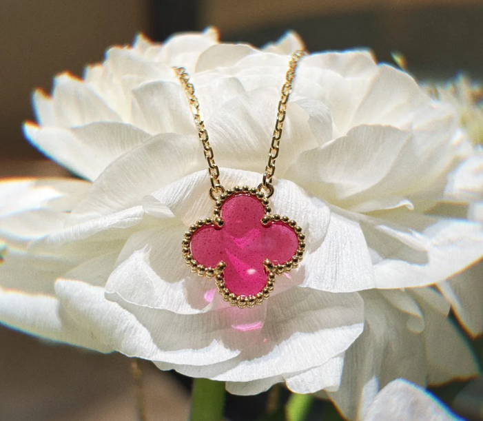 [Dream] 26 New Pink Bubble Enamel Single-Flower Necklace