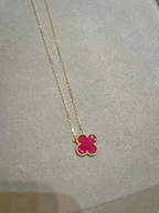 [Dream] 26 New Pink Bubble Enamel Single-Flower Necklace
