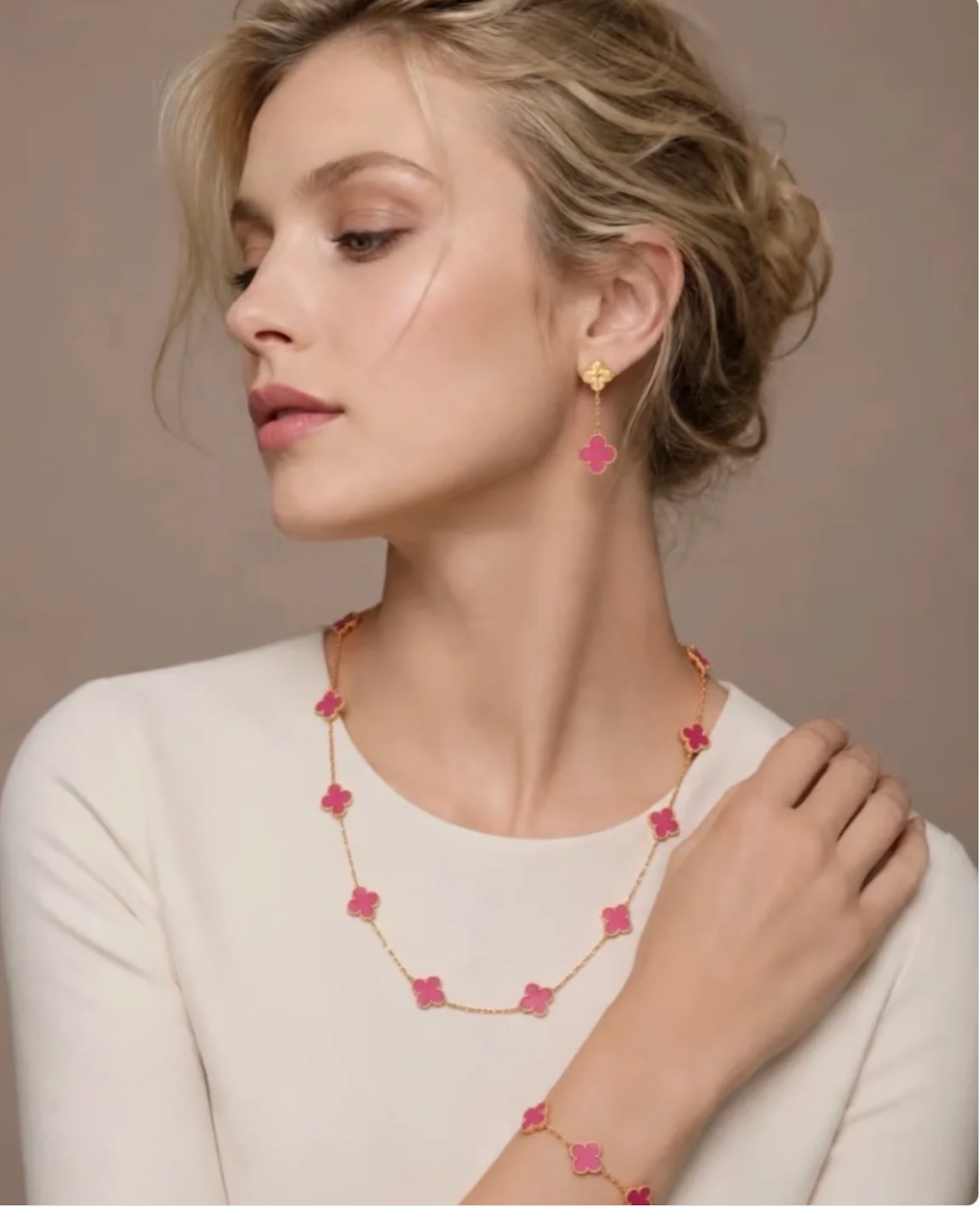 [Dream] 26 NEW PINK BUBBLE ENAMEL 10-flower necklace
