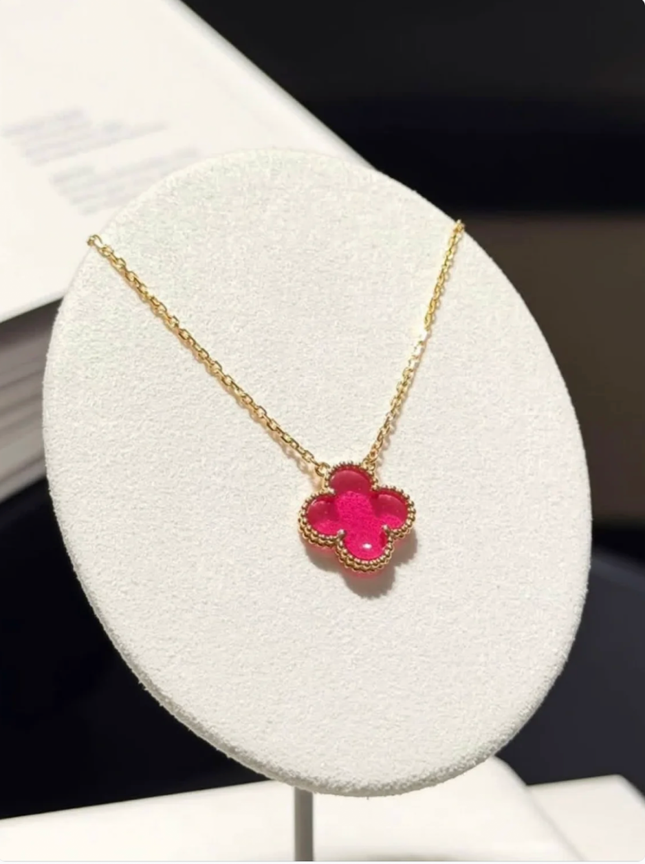 [Dream] 26 New Pink Bubble Enamel Single-Flower Necklace