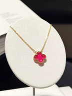[Dream] 26 New Pink Bubble Enamel Single-Flower Necklace