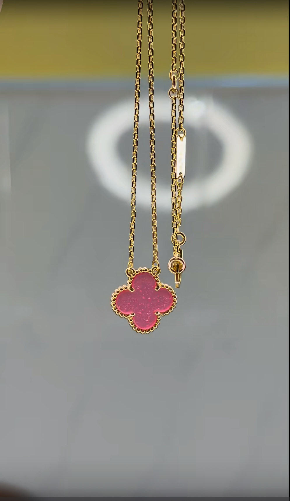 [Dream] 26 New Pink Bubble Enamel Single-Flower Necklace