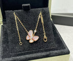 [Dream]BUTTERFLY PINK MOTHER-OF-PEARL DIAMOND NECKLACE