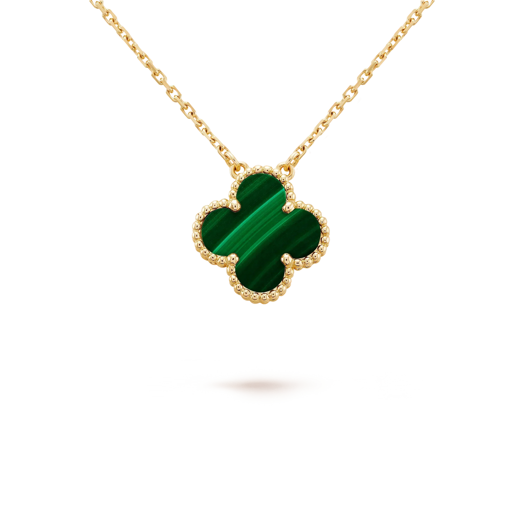 夢CLOVER 15MM マラカイト シングル フラワー ネックレス