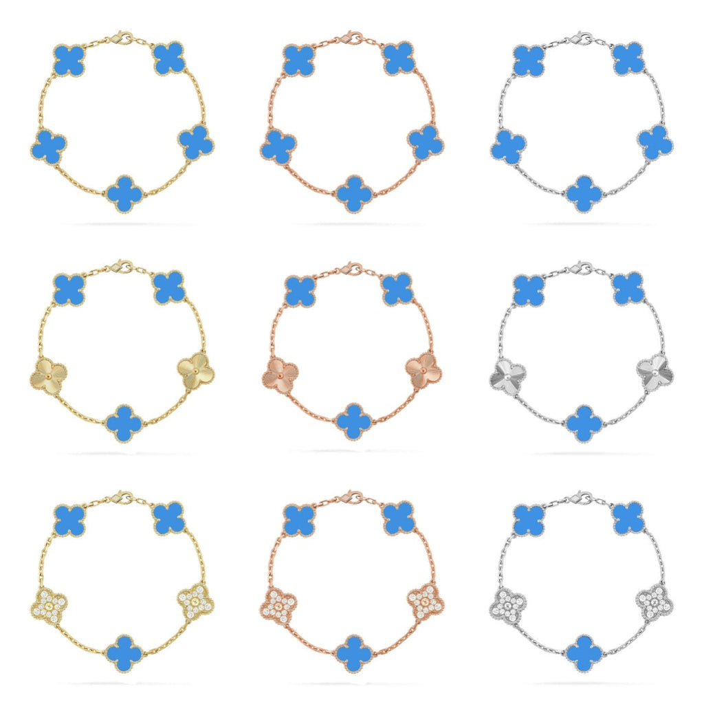 [Dream]New CLOVER 5 MOTIF BLUE AGATE BRACELET COLLECTION