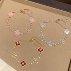 ¡®Dream¡¯CLOVER 5 MOTIF PINK BLUE RED WHITE BRACELET