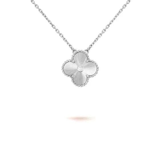 „Dream“CLOVER 15MM DIAMANT LASER HALSKETTE SILBER