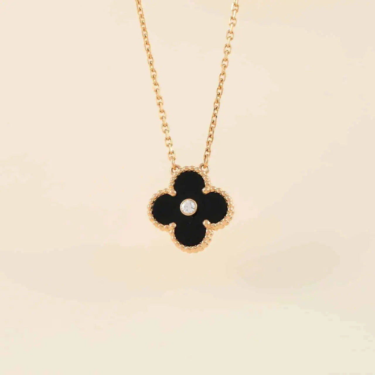 „Dream“ CLOVER 15MM DIAMANT ONYX-HALSKETTE