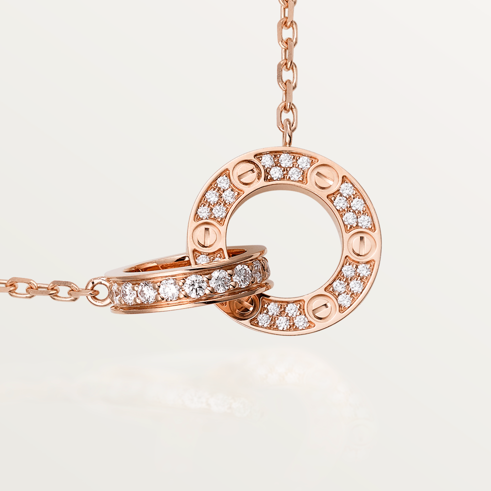 ¡®Dream¡¯LOVE 7.6MM NECKLACE ROSE GOLD AND SILVER  FULL DIAMOND