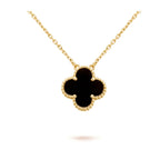 夢CLOVER 15MM ブラックオニキス シングル フラワー ネックレス