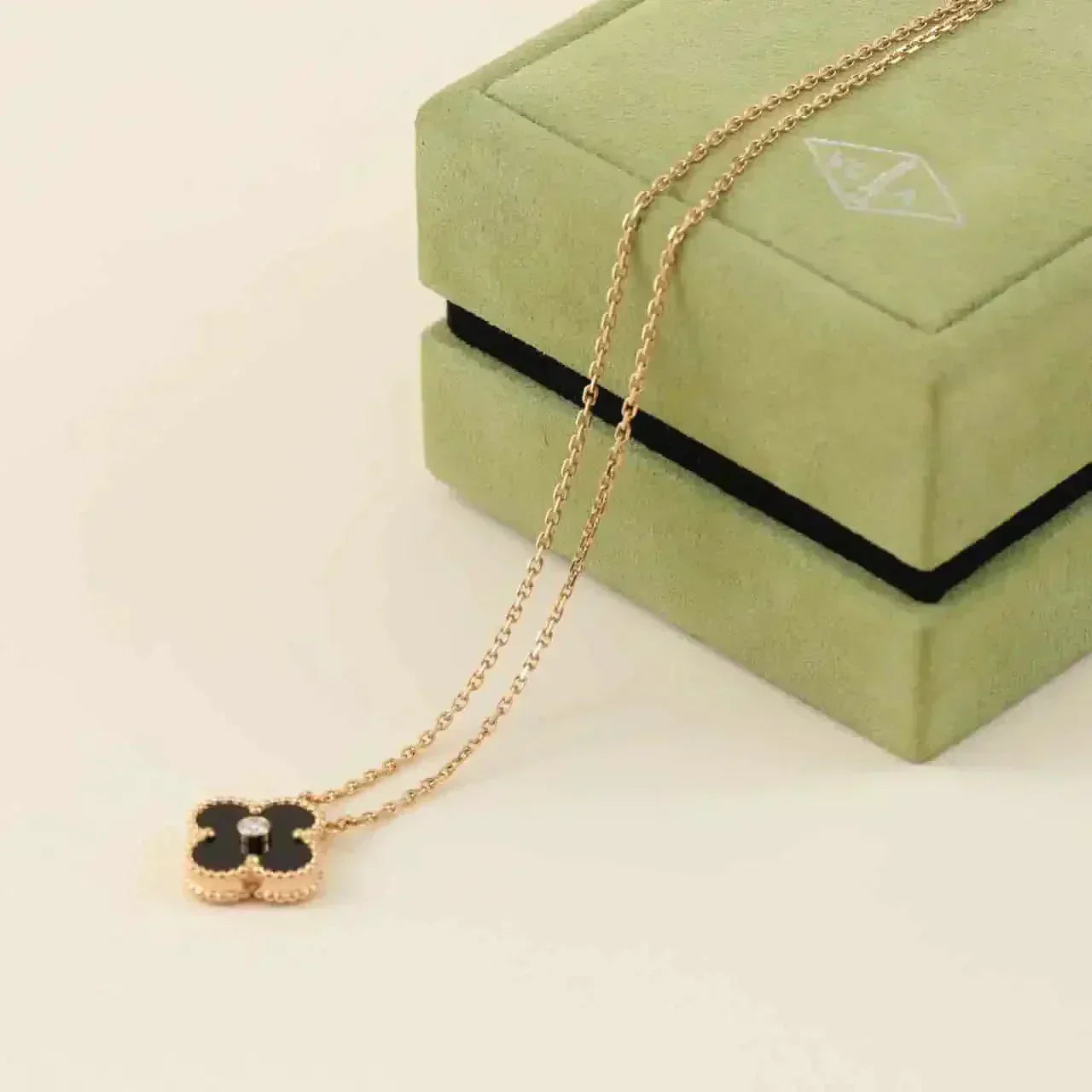„Dream“ CLOVER 15MM DIAMANT ONYX-HALSKETTE