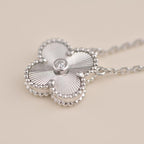 ¡®Dream¡¯CLOVER 15MM ダイヤモンド レーザー ネックレス シルバー