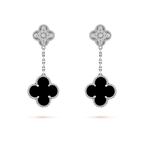 „Dream“ CLOVER 2 MOTIVE DIAMANT ONYX OHRRINGE SILBER