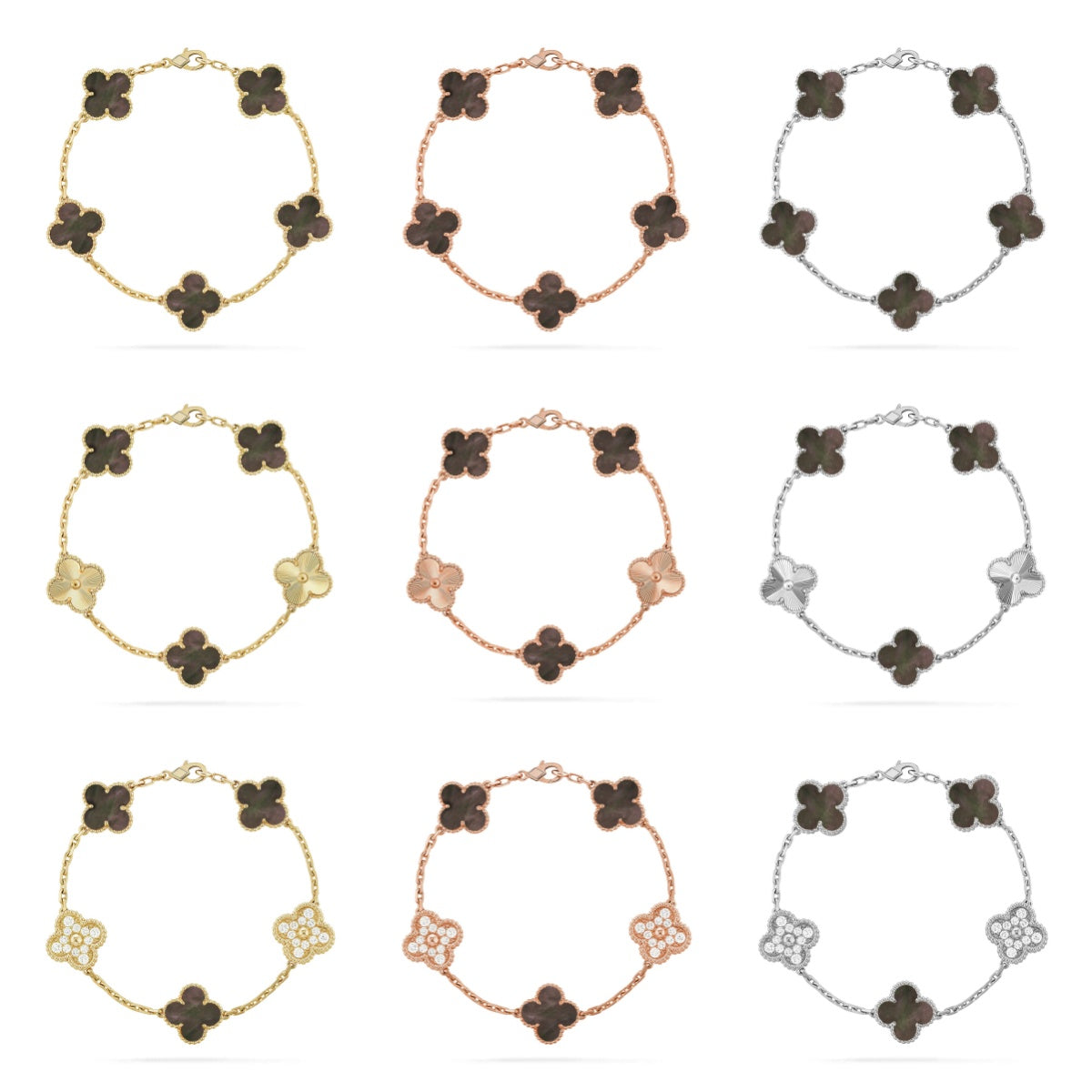 [Traum]NEUE CLOVER 5 MOTIV GRAUER PERLMUTT-ARMBAND-KOLLEKTION