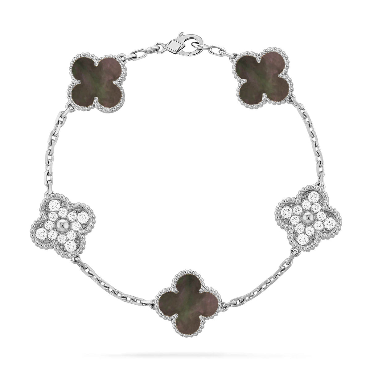 [Traum]NEUE CLOVER 5 MOTIV GRAUER PERLMUTT-ARMBAND-KOLLEKTION