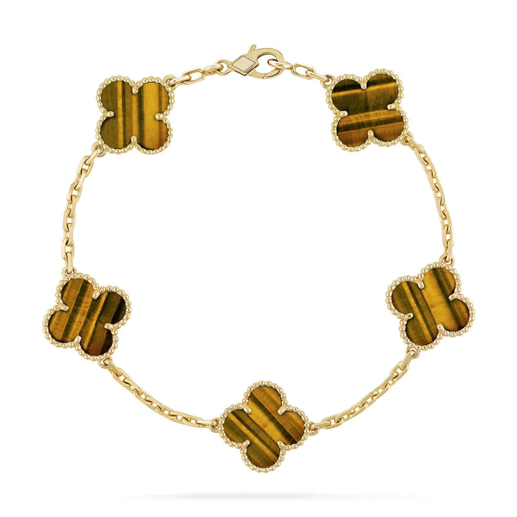 [Dream]New  CLOVER 5 MOTIFS TIGER EYE BRACELET COLLECTION