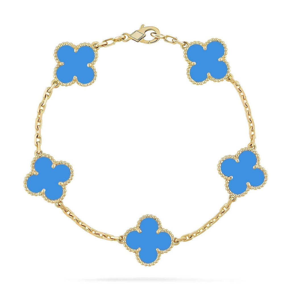 [Dream]New CLOVER 5 MOTIF BLUE AGATE BRACELET COLLECTION