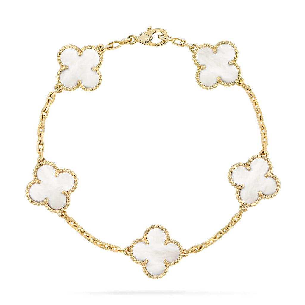 [Dream]New CLOVER WHITE PEARL MOP 5 MOTIF BRACELET COLLECTION