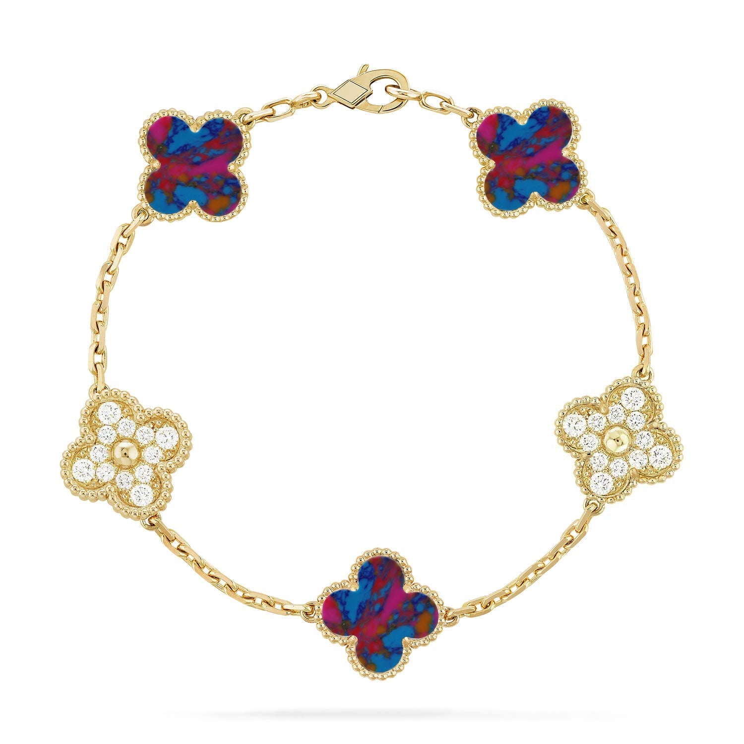 [Dream]Neue CLOVER 5 MOTIF COLOR GEMSTONES ARMBAND KOLLEKTION