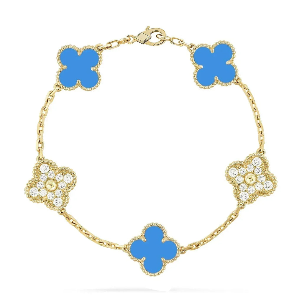 [Dream]New CLOVER 5 MOTIF BLUE AGATE BRACELET COLLECTION