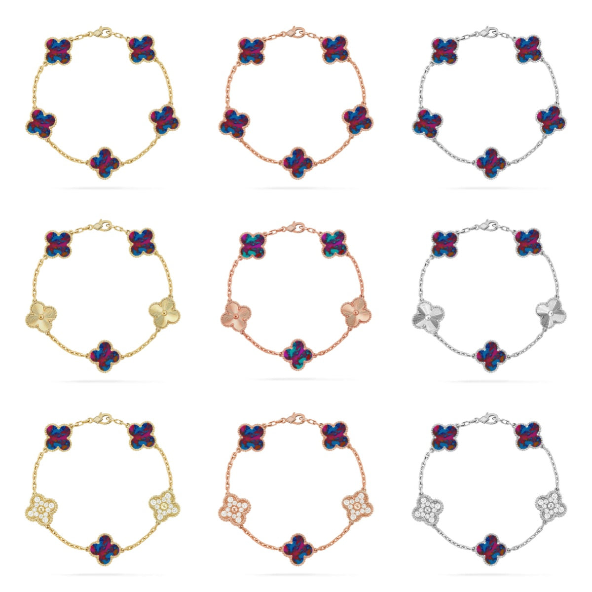 [Dream]Neue CLOVER 5 MOTIF COLOR GEMSTONES ARMBAND KOLLEKTION