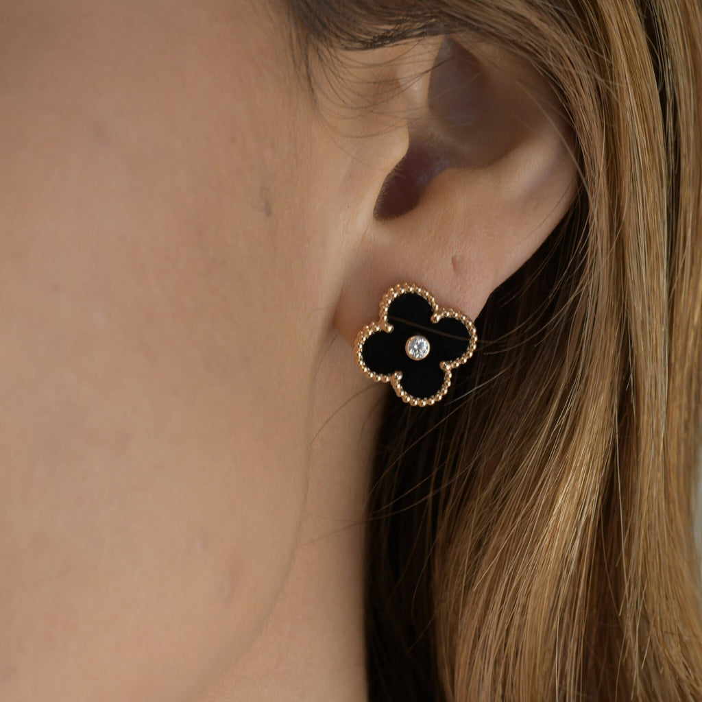 ¡®Dream¡¯CLOVER MEDIUM 1 MOTIFS ONYX DIAMOND OHRRINGE