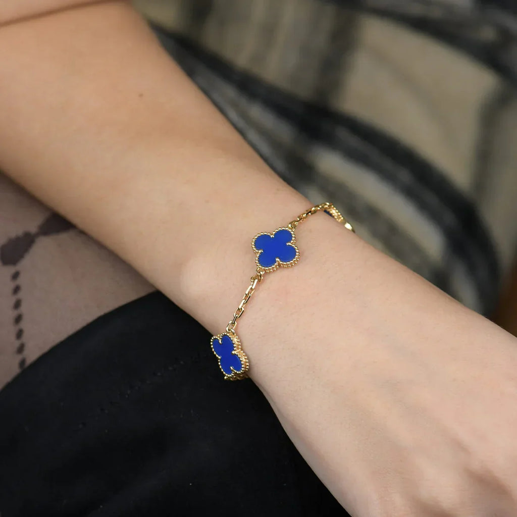 [Dream]New CLOVER 5 MOTIF BLUE AGATE BRACELET COLLECTION