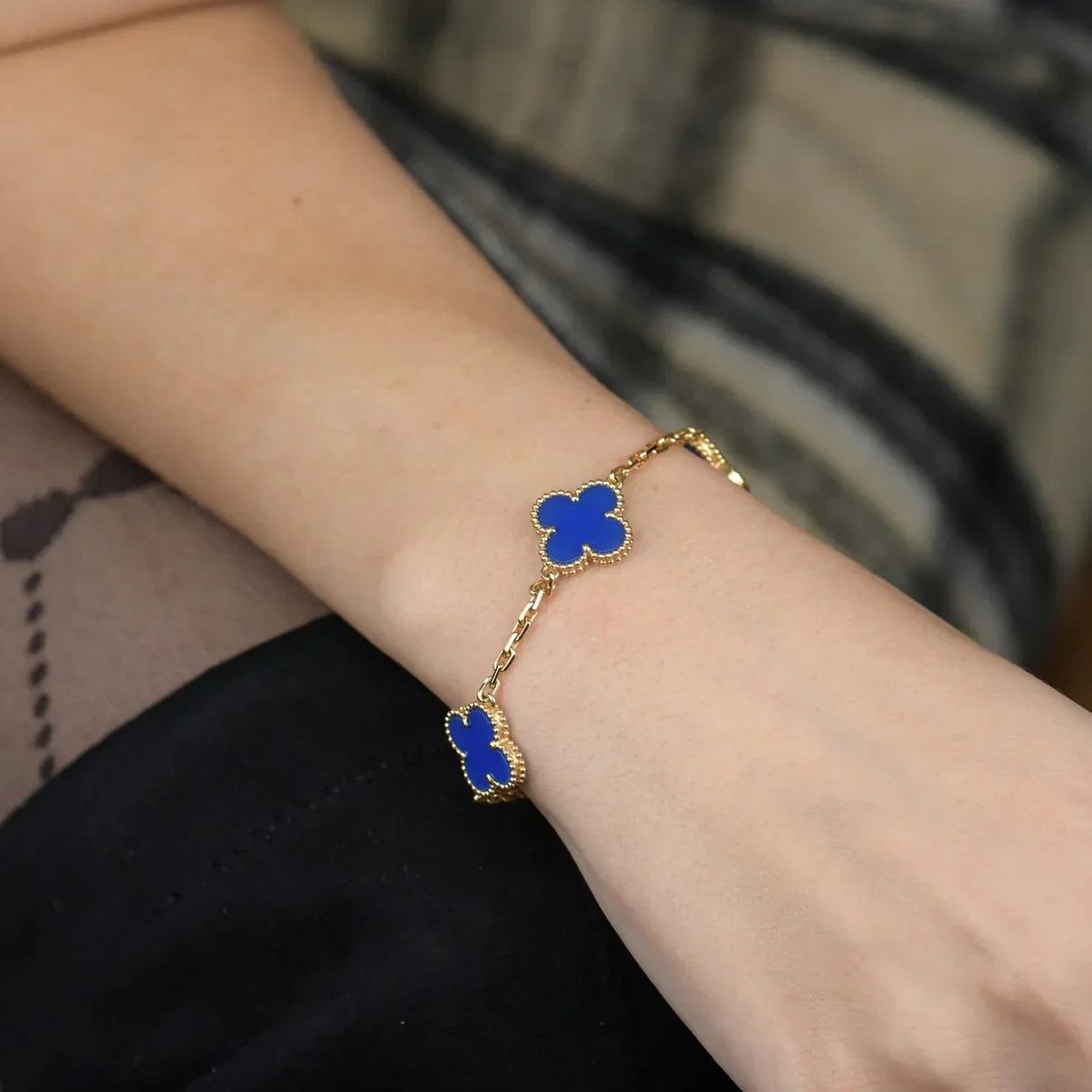 [Dream]New CLOVER 5 MOTIF BLUE AGATE BRACELET COLLECTION