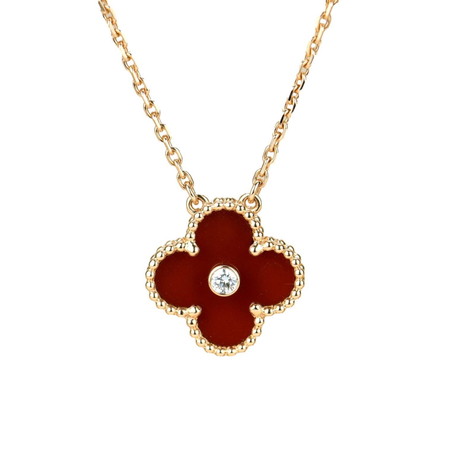 ¡®Dream¡¯CLOVER 15MM DIAMANT-KARNEOL-HALSKETTE