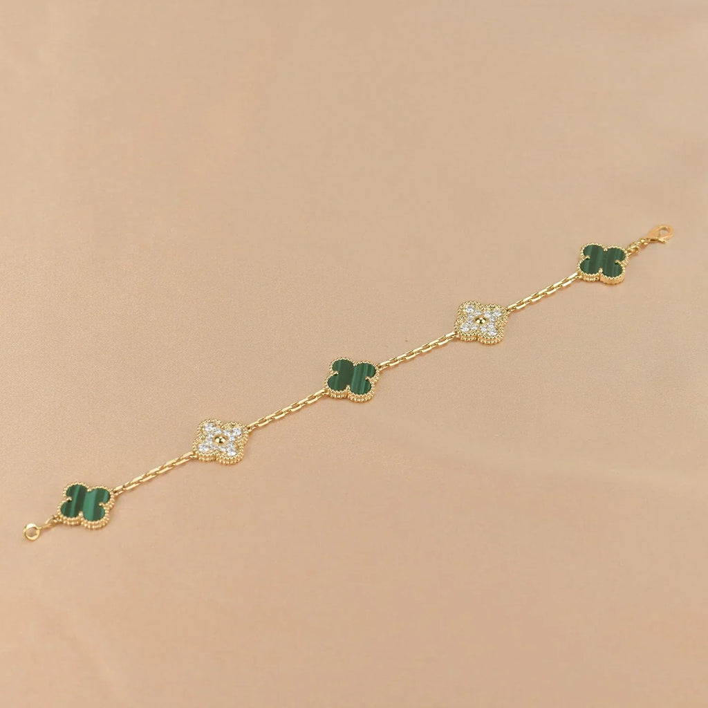[Dream]New CLOVER 5 MOTIF MALACHITE ブレスレット コレクション