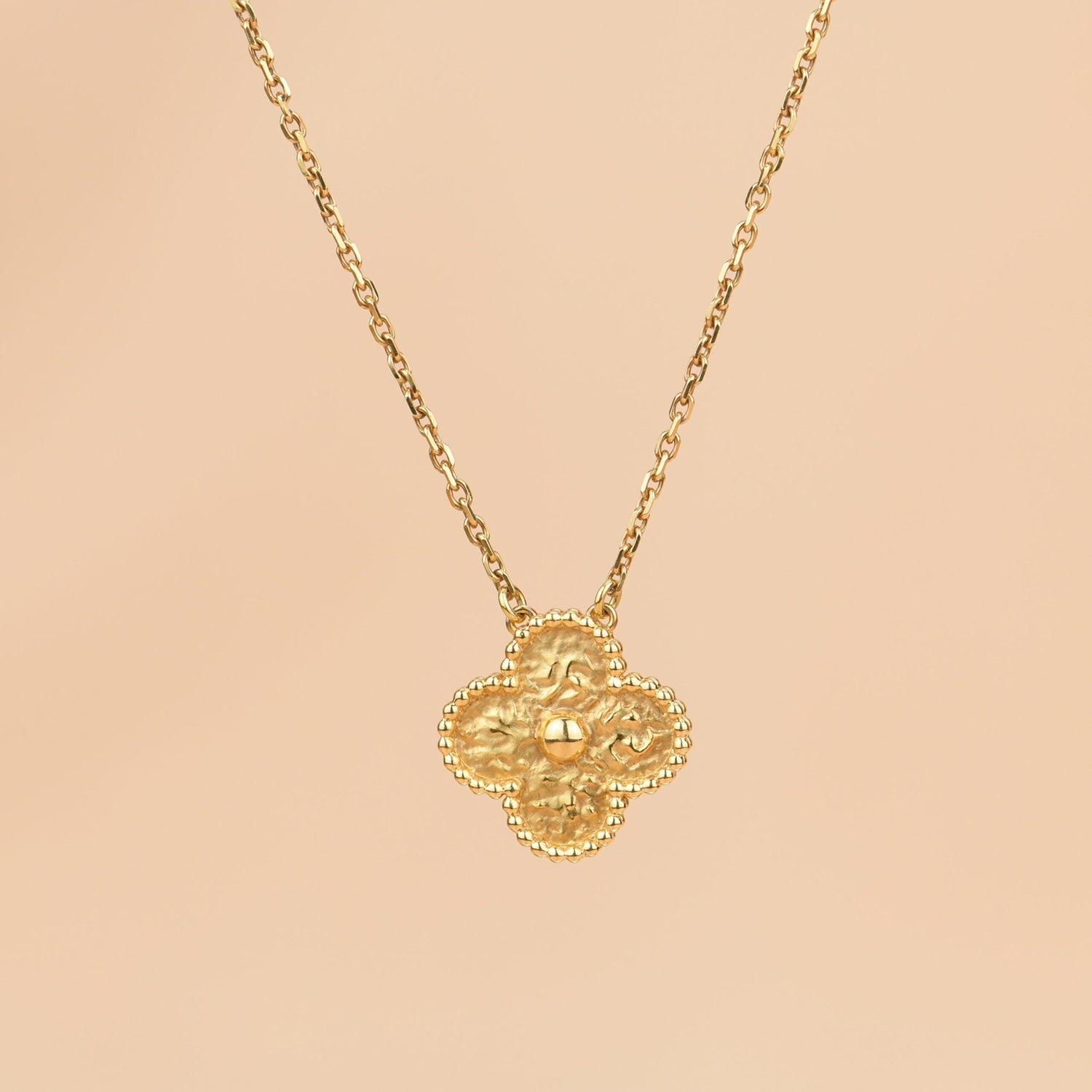 「ドリーム」クローバー15mmブロンズネックレス