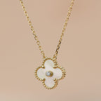 ¡®Dream¡¯CLOVER 15MM DIAMOND GOLD MOTHER OF PEARL NECKLACE