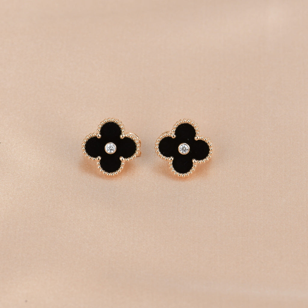 ¡®Dream¡¯CLOVER MEDIUM 1 MOTIFS ONYX DIAMOND OHRRINGE