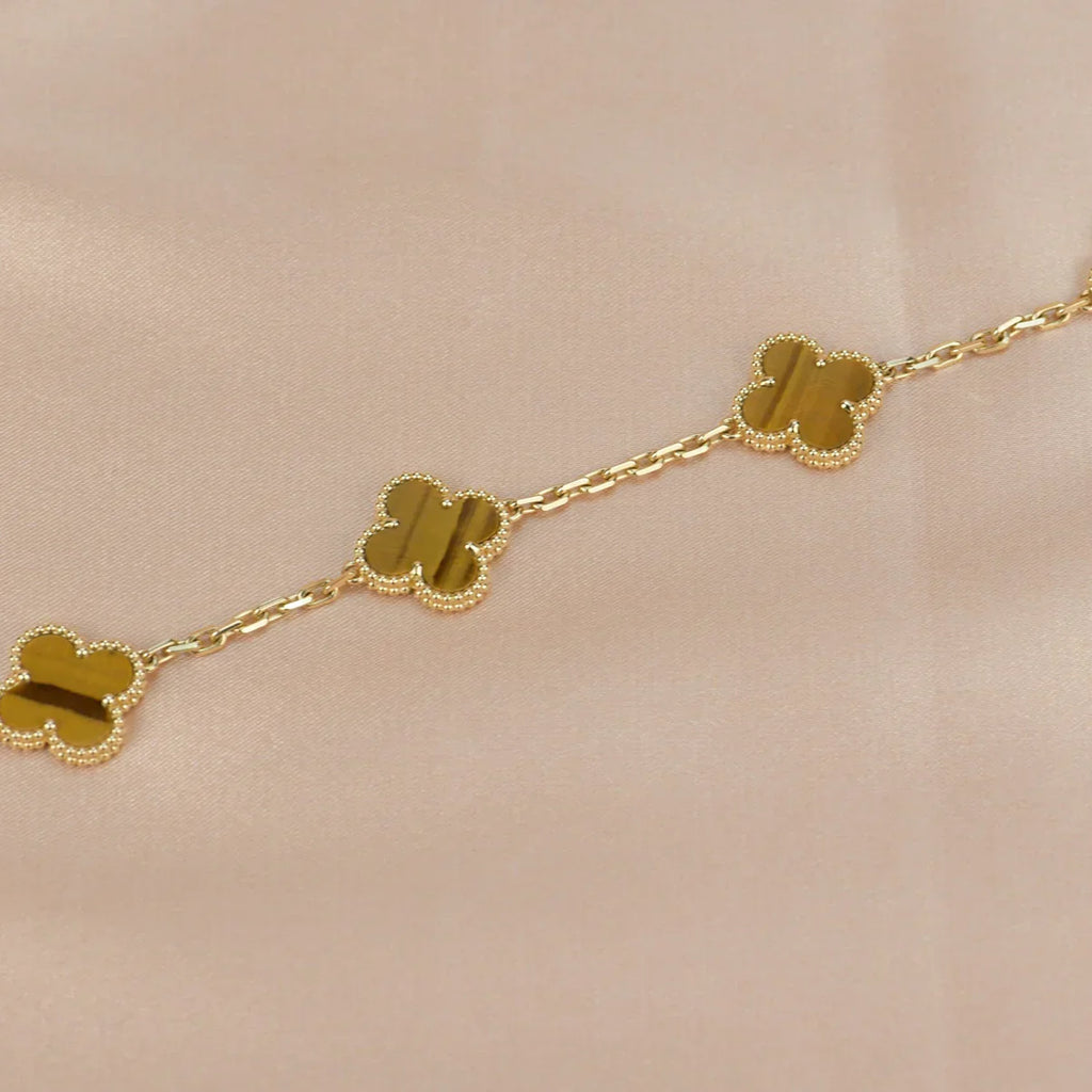 [Dream]New  CLOVER 5 MOTIFS TIGER EYE BRACELET COLLECTION