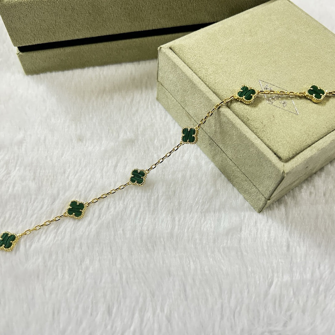 [¡®Dream¡¯]CLOVER 6 MOTIF MALACHITE BRACELET