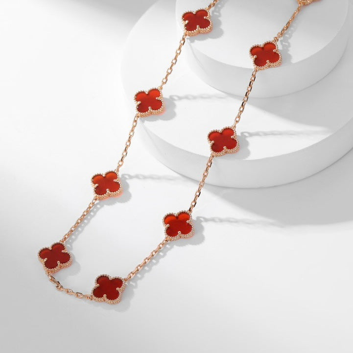 ¡®Dream¡¯CLOVER 10 MOTIFS CARNELIAN NECKLACE