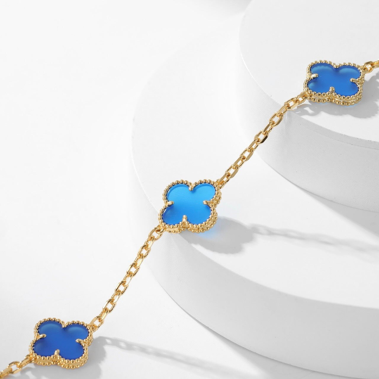¡®Dream¡¯CLOVER 10 MOTIFS BLUE AGATE NECKLACE