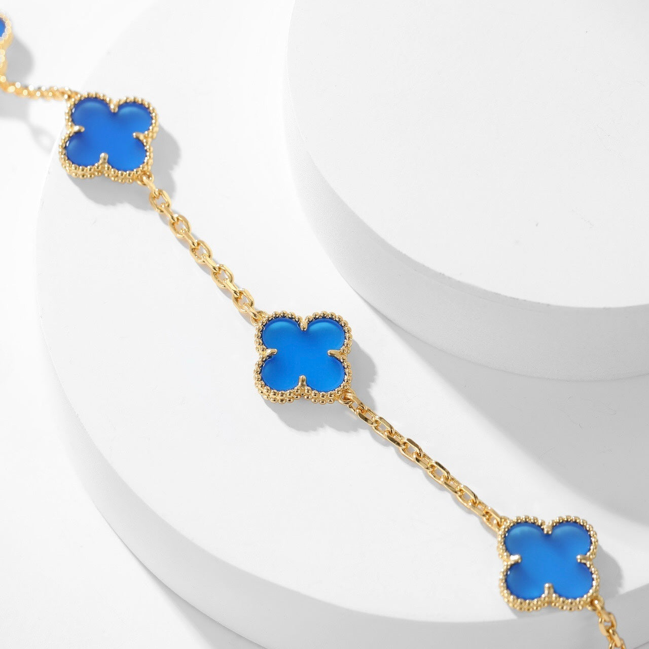 ¡®Dream¡¯CLOVER 10 MOTIFS BLUE AGATE NECKLACE