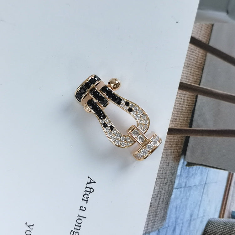 ¡®Dream¡¯FORCE LARGE HORSESHOE BLACK WHITE DIAMOND BRACELET ROSE GOLD