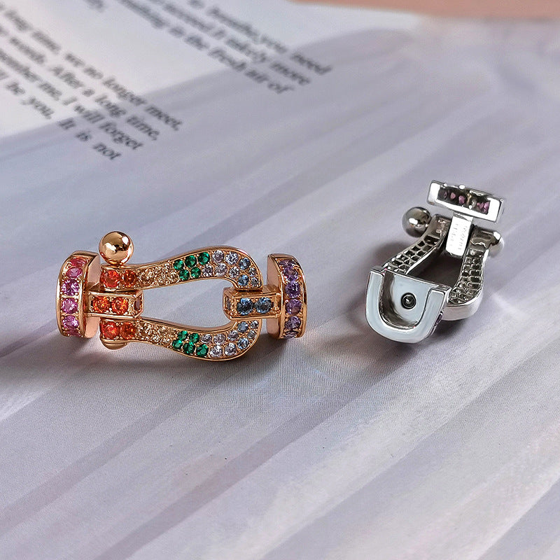 "Dream" FORC GROSSES HUFEISEN FARBIGES DIAMANTENARMBAND SILBER