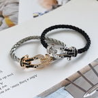 ¡®Dream¡¯FORCE LARGE HORSESHOE BLACK WHITE DIAMOND BRACELET SILVER